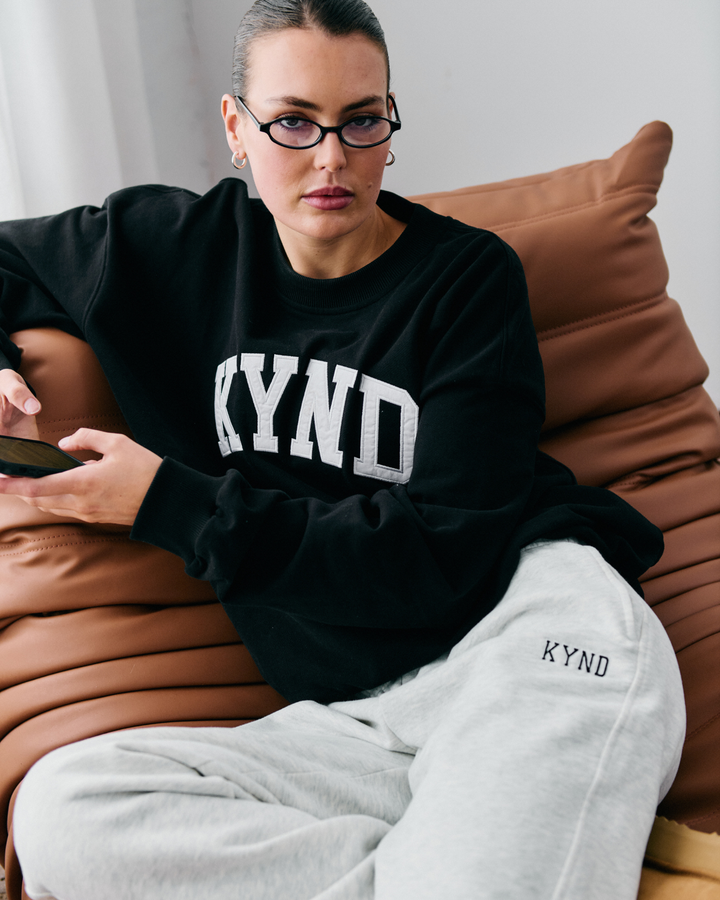 Oversized Varsity Sweatshirt - Black