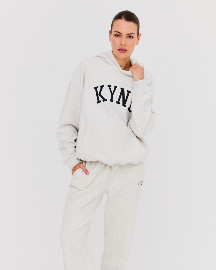Oversized Varsity Hoodie - Grey Marle