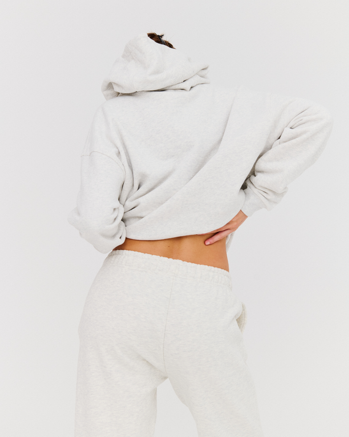 Oversized Varsity Hoodie - Grey Marle