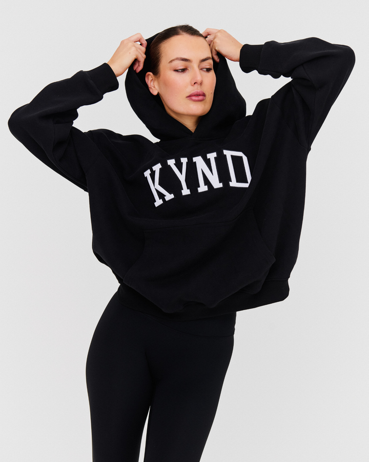 Oversized Varsity Hoodie - Black