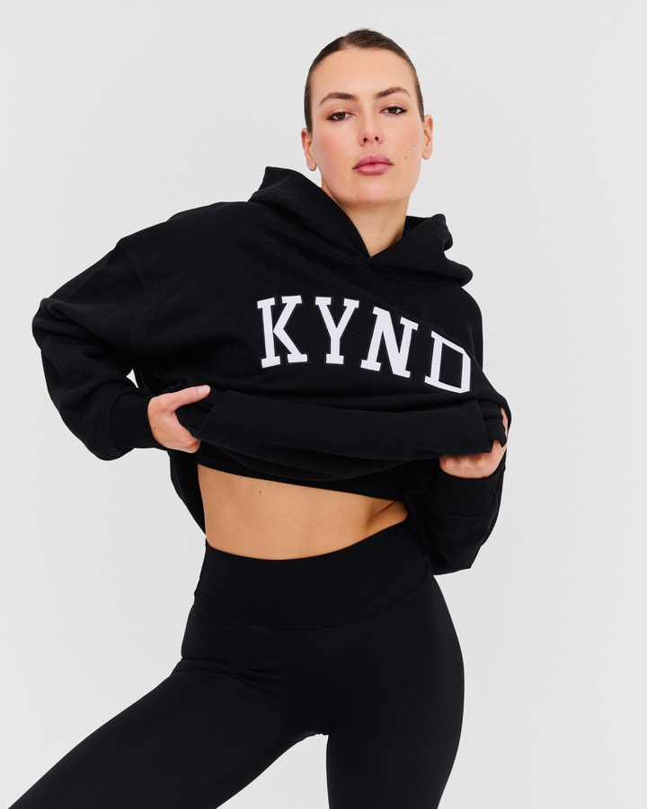 Oversized Varsity Hoodie - Black