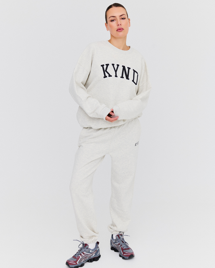 Oversized Varsity Sweatshirt - Grey Marle