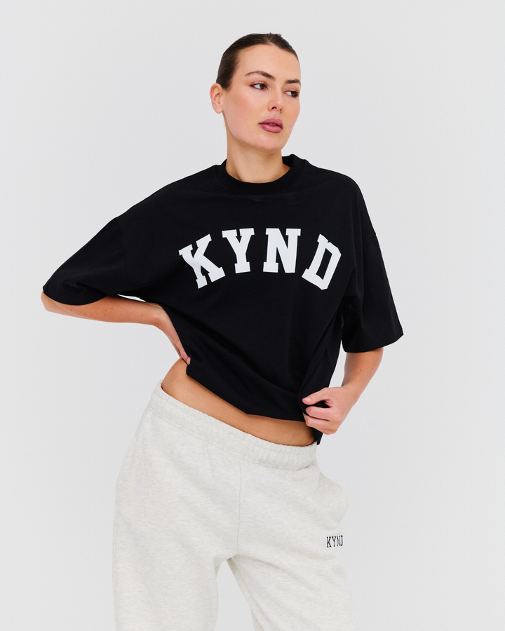Oversized Varsity T-Shirt - Black