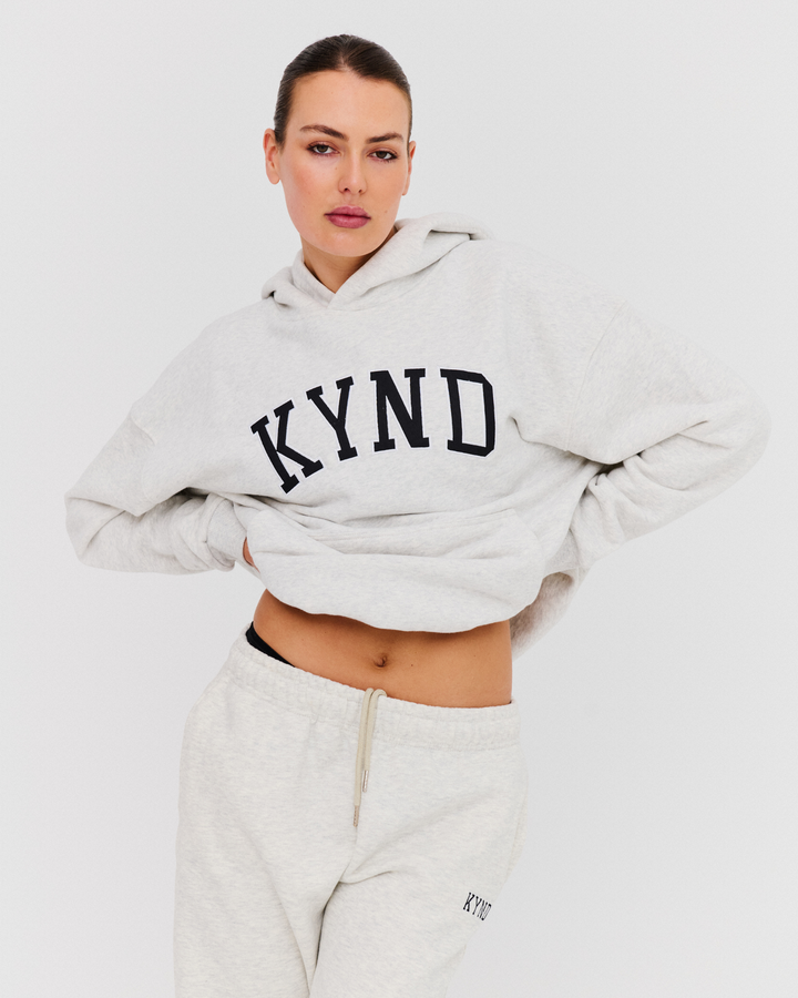 Oversized Varsity Hoodie - Grey Marle