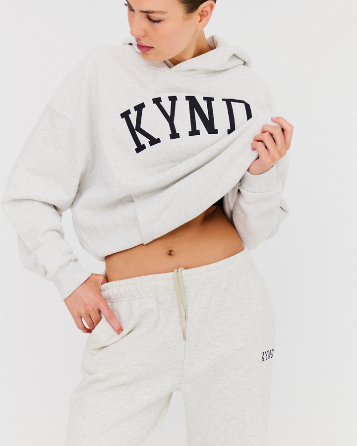 Oversized Varsity Hoodie - Grey Marle