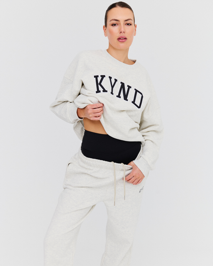 Oversized Varsity Sweatshirt - Grey Marle