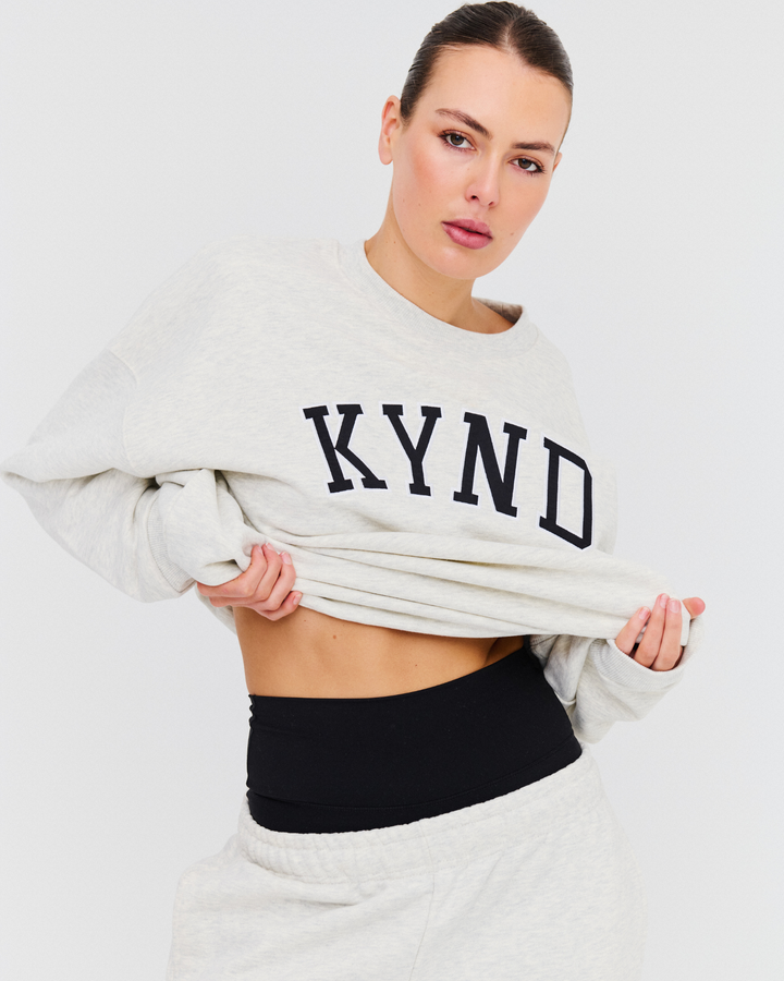 Oversized Varsity Sweatshirt - Grey Marle