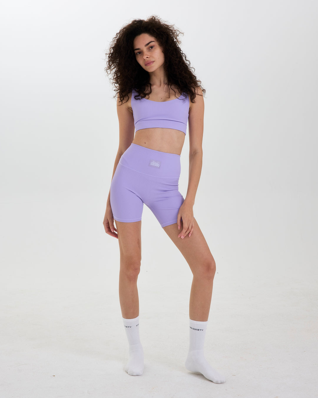 Ribbed Bike Shorts - Lilac