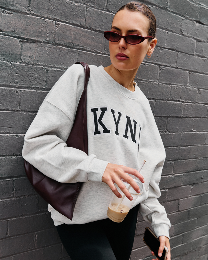 Oversized Varsity Sweatshirt - Grey Marle