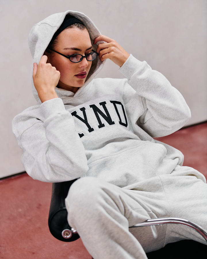 Oversized Varsity Hoodie - Grey Marle