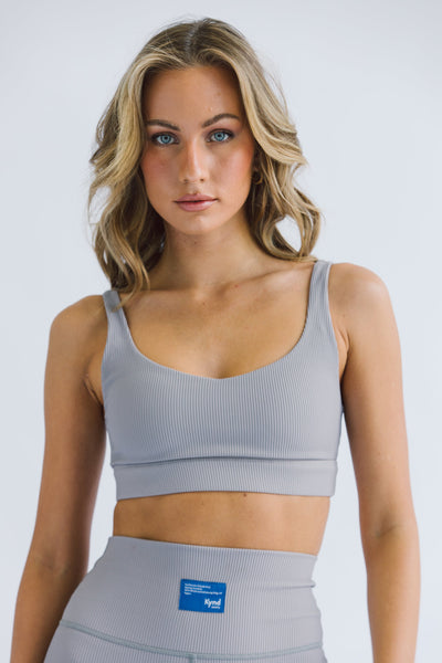 Activewear Crop, Grey, Ribbed, Soft, Supportive